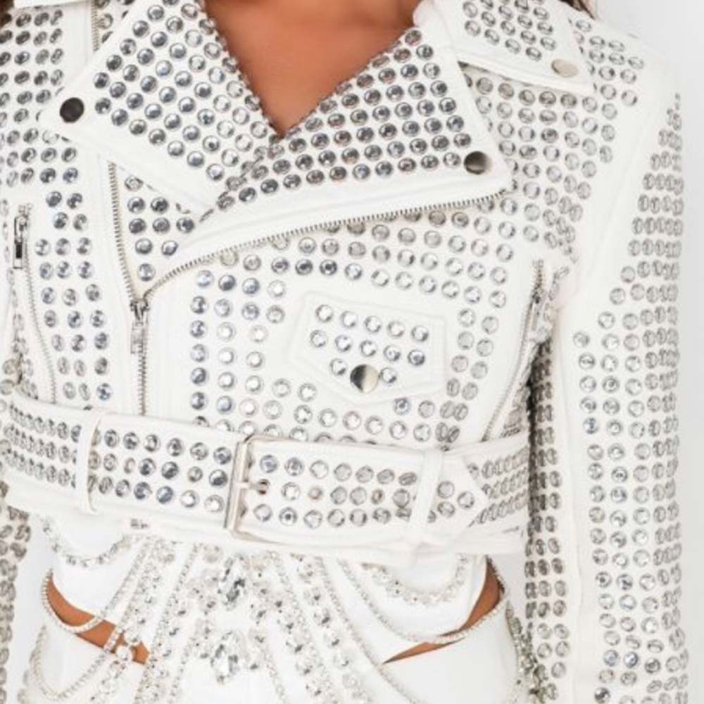 COPY - White rhinestone moto
